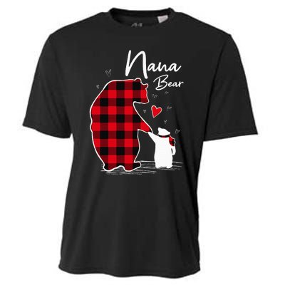 Nana Bear Christmas Pajama Woman Red Plaid Grandma Cooling Performance Crew T-Shirt