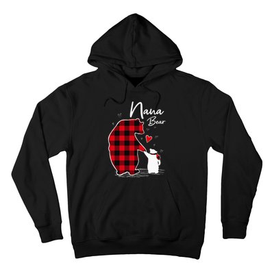 Nana Bear Christmas Pajama Woman Red Plaid Grandma Hoodie