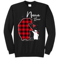 Nana Bear Christmas Pajama Woman Red Plaid Grandma Sweatshirt