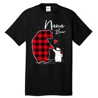 Nana Bear Christmas Pajama Woman Red Plaid Grandma Tall T-Shirt