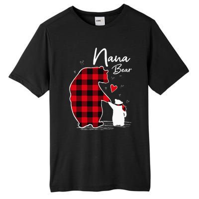 Nana Bear Christmas Pajama Woman Red Plaid Grandma Tall Fusion ChromaSoft Performance T-Shirt