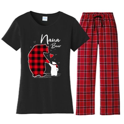 Nana Bear Christmas Pajama Woman Red Plaid Grandma Women's Flannel Pajama Set