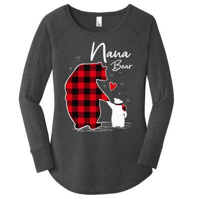 Nana Bear Christmas Pajama Woman Red Plaid Grandma Women's Perfect Tri Tunic Long Sleeve Shirt