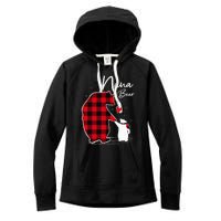 Nana Bear Christmas Pajama Woman Red Plaid Grandma Women's Fleece Hoodie