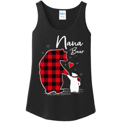 Nana Bear Christmas Pajama Woman Red Plaid Grandma Ladies Essential Tank