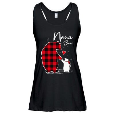 Nana Bear Christmas Pajama Woman Red Plaid Grandma Ladies Essential Flowy Tank