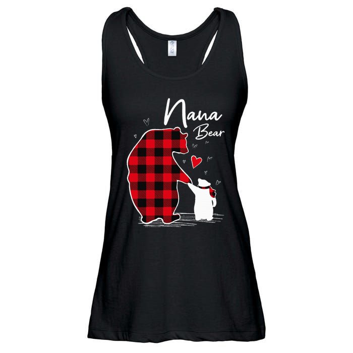 Nana Bear Christmas Pajama Woman Red Plaid Grandma Ladies Essential Flowy Tank