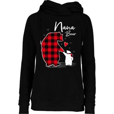 Nana Bear Christmas Pajama Woman Red Plaid Grandma Womens Funnel Neck Pullover Hood