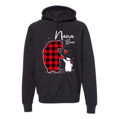 Nana Bear Christmas Pajama Woman Red Plaid Grandma Premium Hoodie