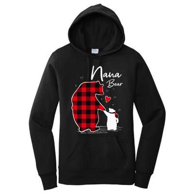 Nana Bear Christmas Pajama Woman Red Plaid Grandma Women's Pullover Hoodie