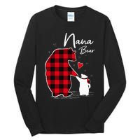 Nana Bear Christmas Pajama Woman Red Plaid Grandma Tall Long Sleeve T-Shirt