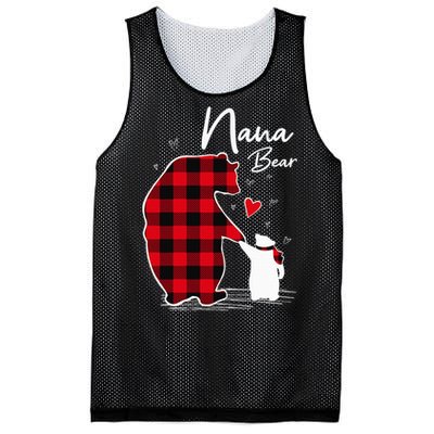 Nana Bear Christmas Pajama Woman Red Plaid Grandma Mesh Reversible Basketball Jersey Tank