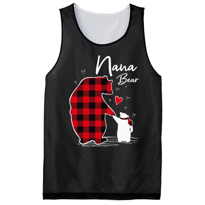 Nana Bear Christmas Pajama Woman Red Plaid Grandma Mesh Reversible Basketball Jersey Tank