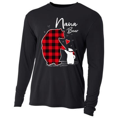 Nana Bear Christmas Pajama Woman Red Plaid Grandma Cooling Performance Long Sleeve Crew