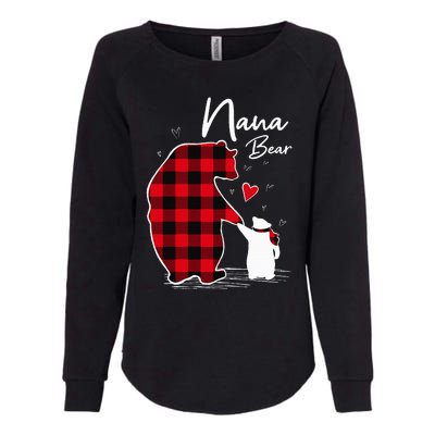 Nana Bear Christmas Pajama Woman Red Plaid Grandma Womens California Wash Sweatshirt