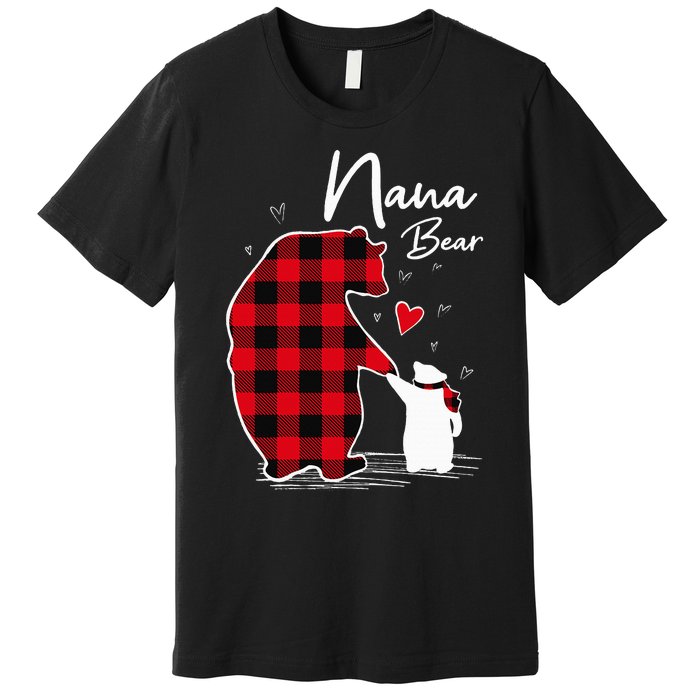 Nana Bear Christmas Pajama Woman Red Plaid Grandma Premium T-Shirt