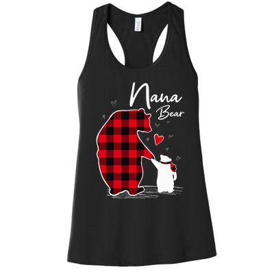 Nana Bear Christmas Pajama Woman Red Plaid Grandma Women's Racerback Tank