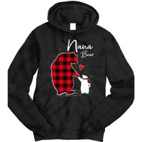 Nana Bear Christmas Pajama Woman Red Plaid Grandma Tie Dye Hoodie