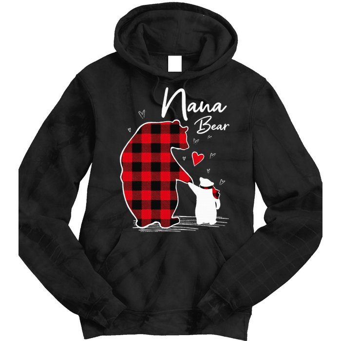 Nana Bear Christmas Pajama Woman Red Plaid Grandma Tie Dye Hoodie