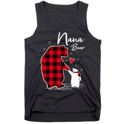 Nana Bear Christmas Pajama Woman Red Plaid Grandma Tank Top