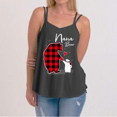 Nana Bear Christmas Pajama Woman Red Plaid Grandma Women's Strappy Tank