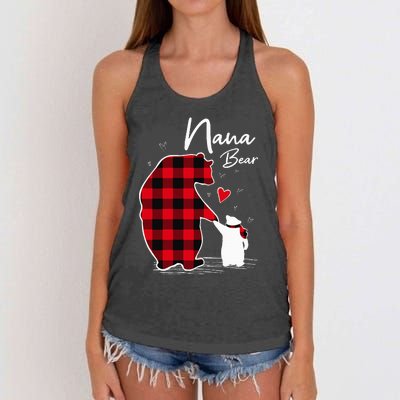 Nana Bear Christmas Pajama Woman Red Plaid Grandma Women's Knotted Racerback Tank