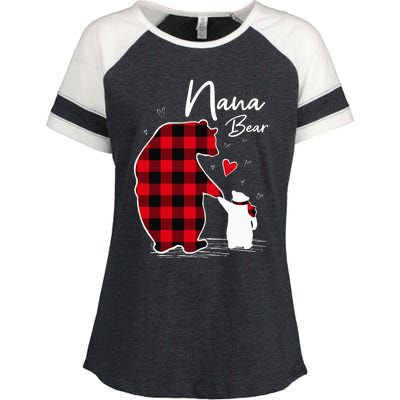 Nana Bear Christmas Pajama Woman Red Plaid Grandma Enza Ladies Jersey Colorblock Tee