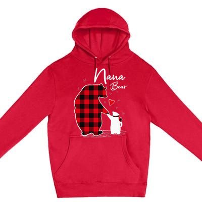 Nana Bear Christmas Pajama Woman Red Plaid Grandma Premium Pullover Hoodie