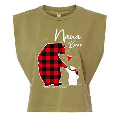 Nana Bear Christmas Pajama Woman Red Plaid Grandma Garment-Dyed Women's Muscle Tee