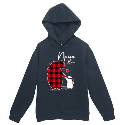 Nana Bear Christmas Pajama Woman Red Plaid Grandma Urban Pullover Hoodie