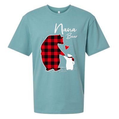 Nana Bear Christmas Pajama Woman Red Plaid Grandma Sueded Cloud Jersey T-Shirt