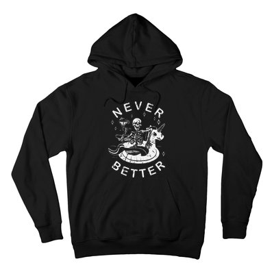 Never Better Chilling Skeleton Unicorn Swimming Float Hoodie