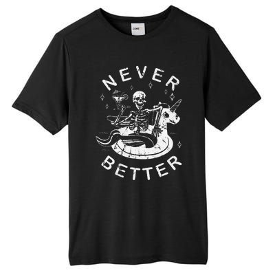 Never Better Chilling Skeleton Unicorn Swimming Float Tall Fusion ChromaSoft Performance T-Shirt