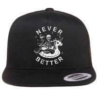 Never Better Chilling Skeleton Unicorn Swimming Float Flatbill Hat