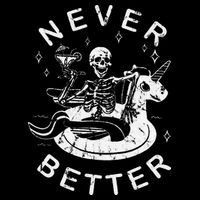 Never Better Chilling Skeleton Unicorn Swimming Float Flatbill Hat