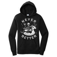 Never Better Chilling Skeleton Unicorn Swimming Float Women's Pullover Hoodie