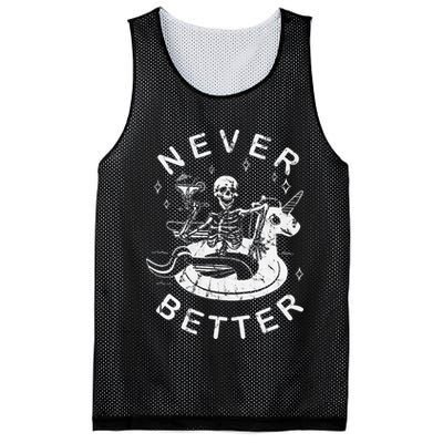 Never Better Chilling Skeleton Unicorn Swimming Float Mesh Reversible Basketball Jersey Tank