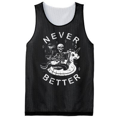 Never Better Chilling Skeleton Unicorn Swimming Float Mesh Reversible Basketball Jersey Tank