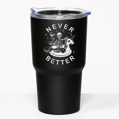 Never Better Chilling Skeleton Unicorn Swimming Float Tumbler