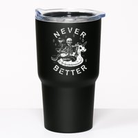 Never Better Chilling Skeleton Unicorn Swimming Float Tumbler