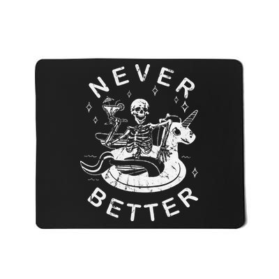 Never Better Chilling Skeleton Unicorn Swimming Float Mousepad