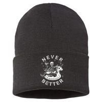Never Better Chilling Skeleton Unicorn Swimming Float Sustainable Knit Beanie