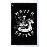 Never Better Chilling Skeleton Unicorn Swimming Float Golf Towel