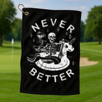 Never Better Chilling Skeleton Unicorn Swimming Float Golf Towel