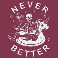 Never Better Chilling Skeleton Unicorn Swimming Float 16oz Travel Tumbler