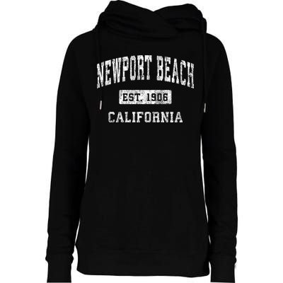 Newport Beach California Ca Vintage Established Sports Womens Funnel Neck Pullover Hood