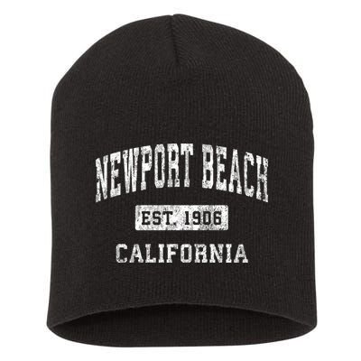 Newport Beach California Ca Vintage Established Sports Short Acrylic Beanie