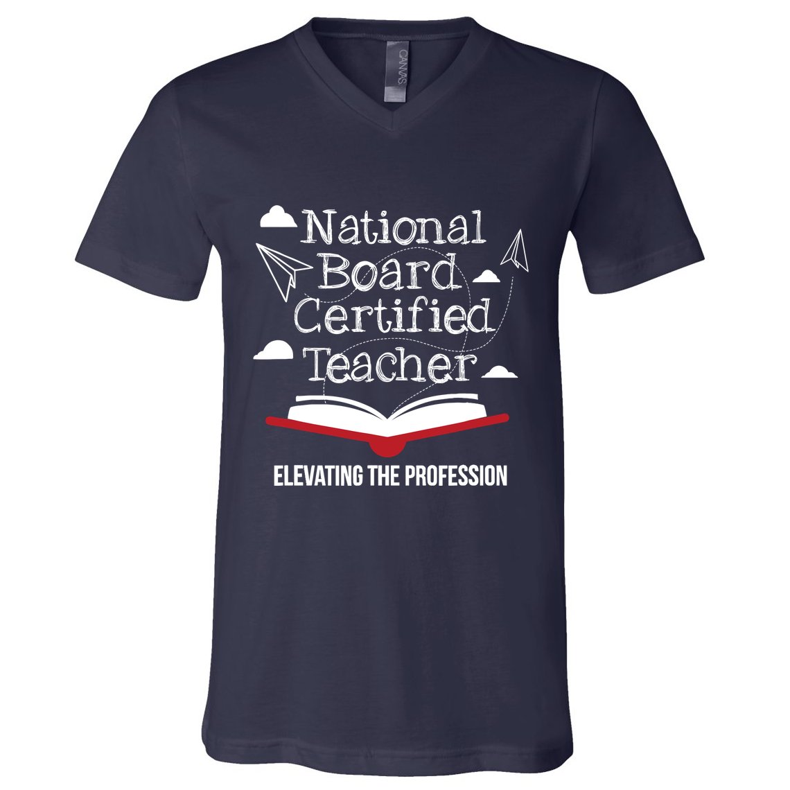 National Board Certified Teacher Open Book Airplane V-Neck T-Shirt