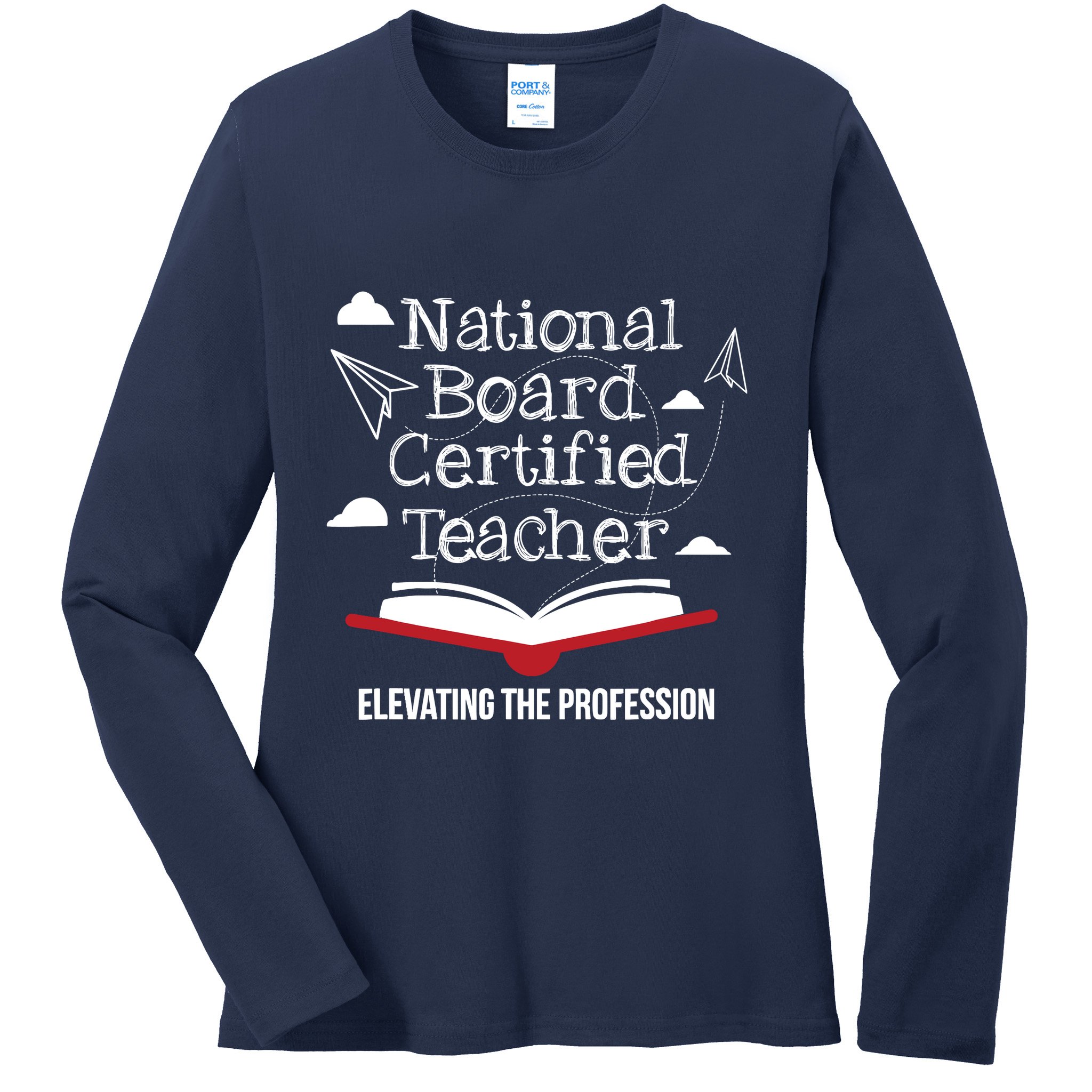 National Board Certified Teacher Open Book Airplane Ladies Long Sleeve Shirt