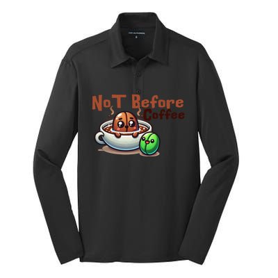 Not Before Coffee Green Bean Roasted Bean Gift Silk Touch Performance Long Sleeve Polo